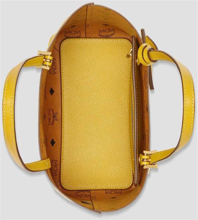 MCM Shoppers Himmel Leather Doppel Shopper Mini Y9 in geel - Foto 2