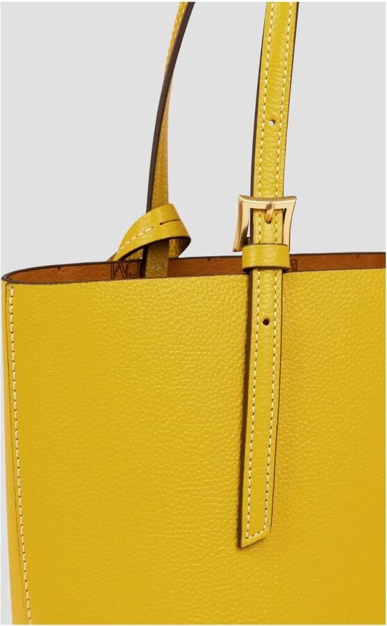 MCM Shoppers Himmel Leather Doppel Shopper Mini Y9 in geel - Foto 4