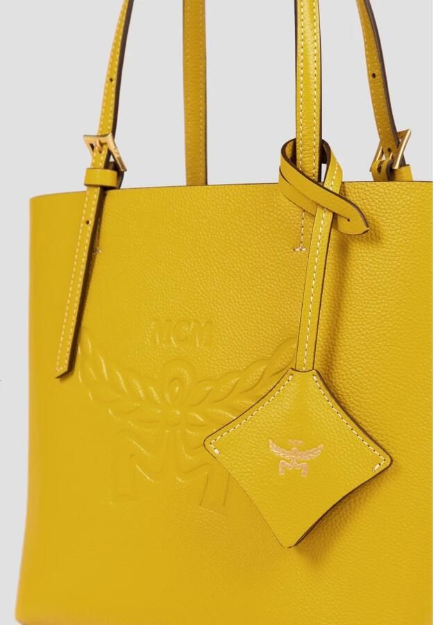 MCM Shoppers Himmel Leather Doppel Shopper Mini Y9 in geel - Foto 3