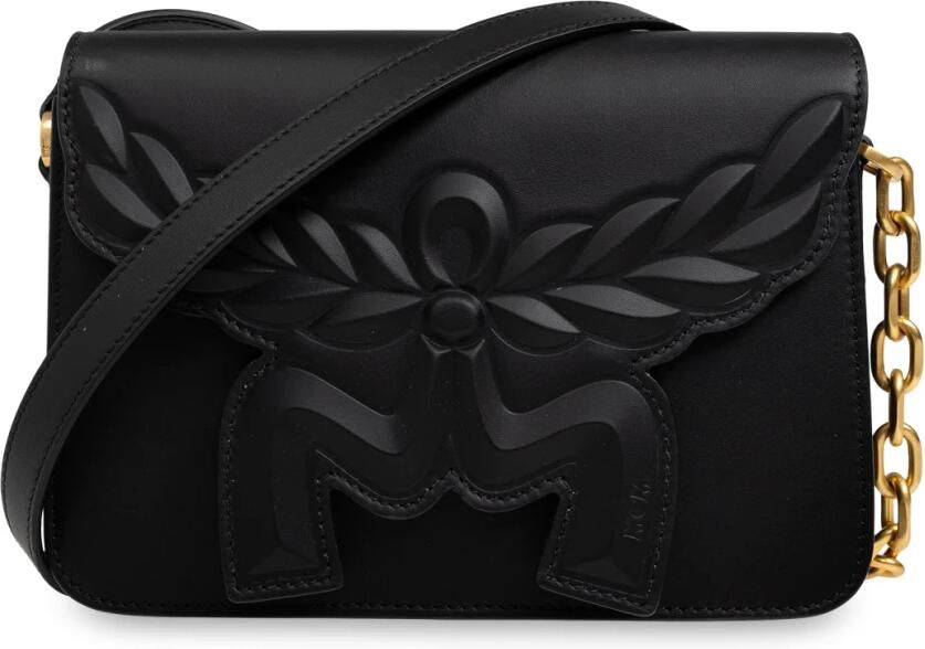 MCM Crossbody bags Himmel Leather Maxi Hn Crossbody Small in zwart