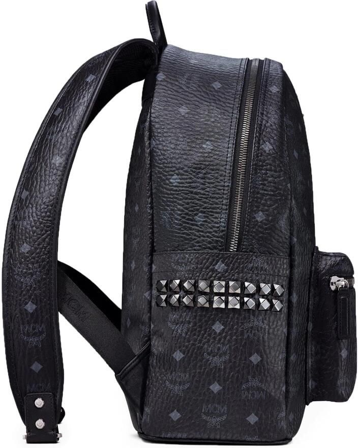 MCM Stark rugzak in Visetos met zijstuds Black Unisex