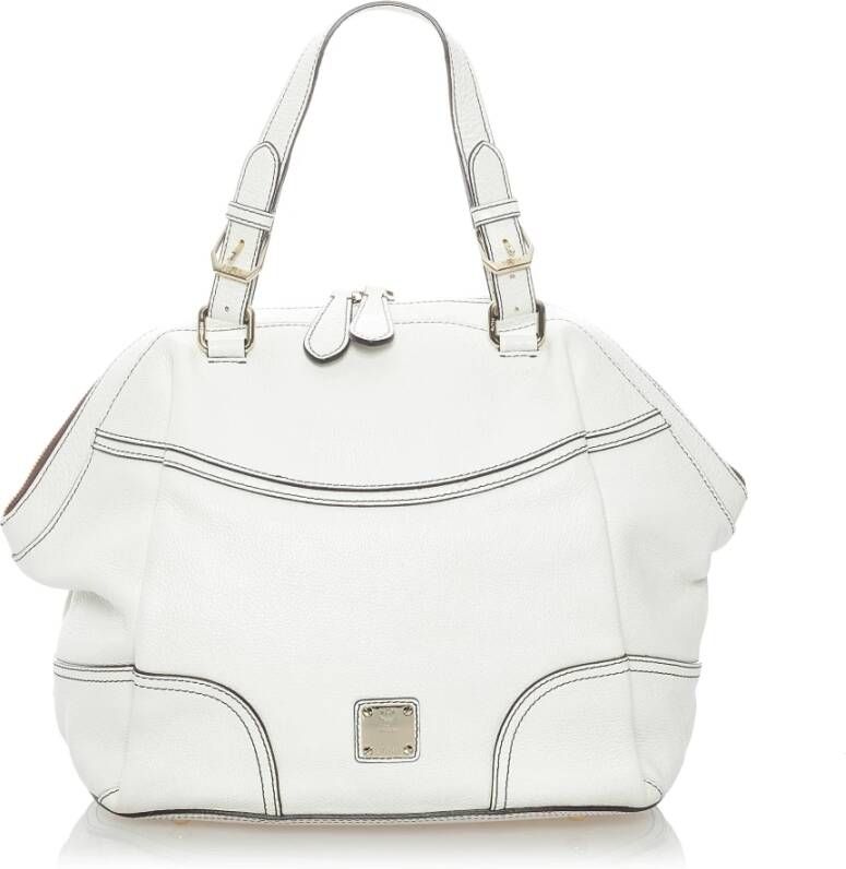 MCM Pre-owned Lederen schoudertas Wit Dames
