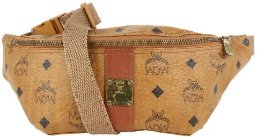 MCM Pre-owned Pre-eigendom gecoate canvas crossbody-bags Bruin Dames