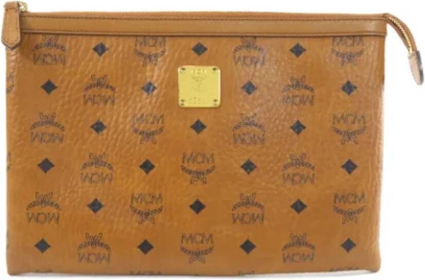 MCM Pre-owned Pre-owned Leather clutches Bruin Dames
