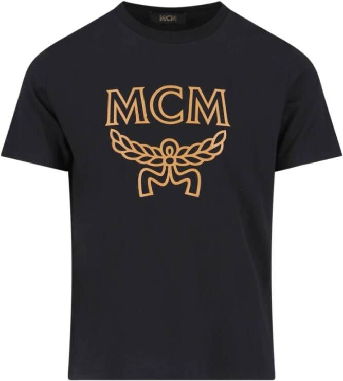 MCM Zwarte Logo T-Shirt voor Heren Zwart Heren