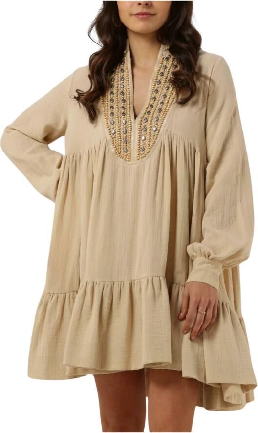 Mes Demoiselles Jurk met ruffles en gedetailleerde hals Noma naturel - Foto 3