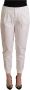 MET White Cotton Mid Waist Tapered Cropped Pants White Dames - Thumbnail 1