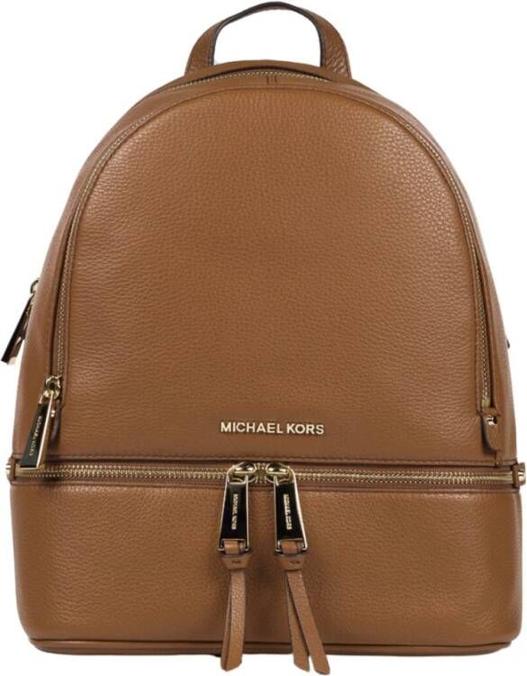 Michael Kors Bruine Leren Rugzak met Gouden Details Brown Dames