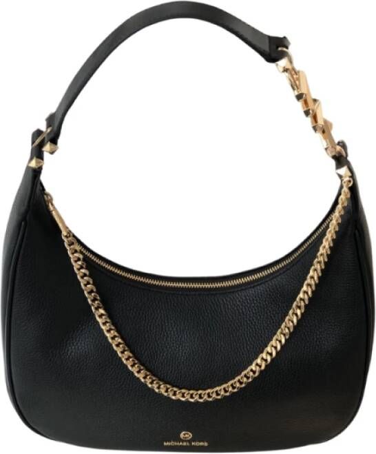 Michael Kors Logo Leren Schoudertas met Kettingdecoratie en Ritssluiting Black Dames - Foto 4