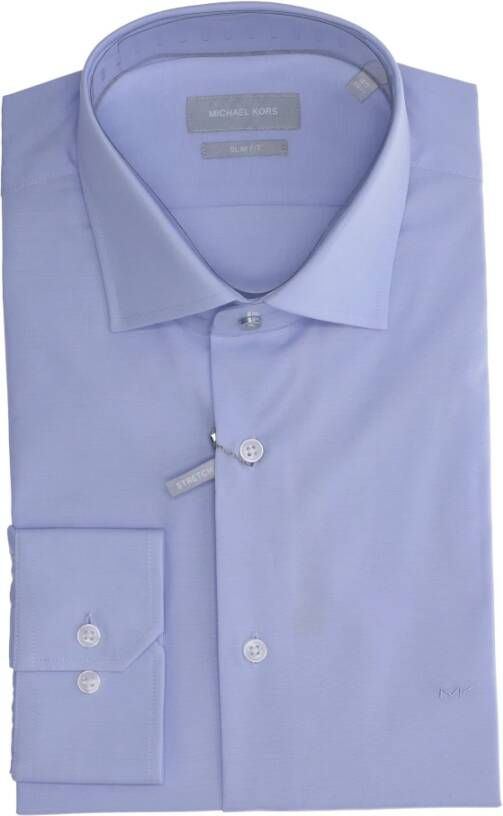 Michael Kors Slim Fit Logo Geborduurd Overhemd Blue Heren