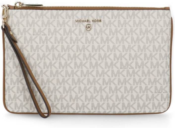 Michael Kors Canvas Pochette met Afneembare Hendel en Kaarthouders White Dames