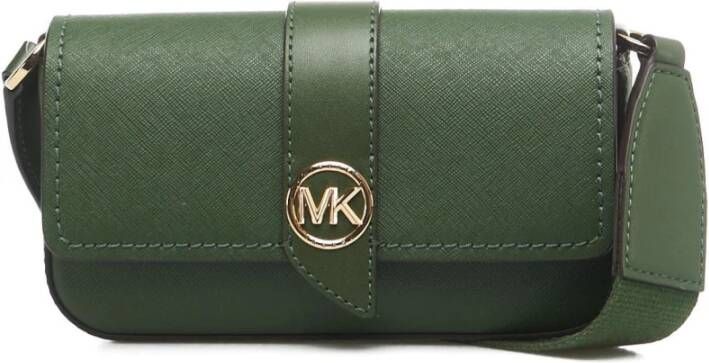 Michael Kors Groene Leren Logo Schoudertas Green Dames