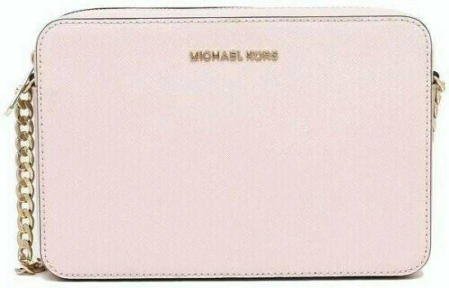 Michael Kors Saffiano Lederen Crossbody Tas Poeder Blush Pink Dames