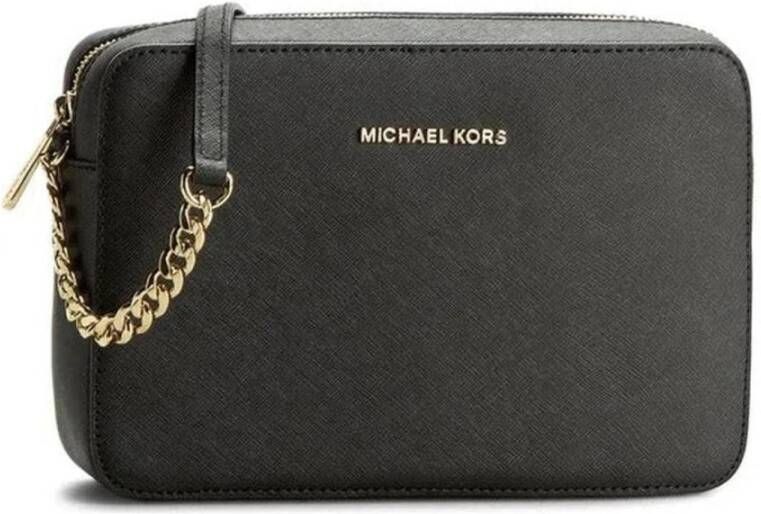Michael Kors Saffiano lederen crossbody tas Black Dames