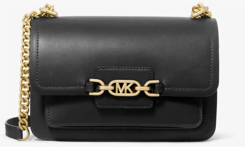 Michael Kors Zwarte leren flap tas met goudkleurige details Black Dames - Foto 8