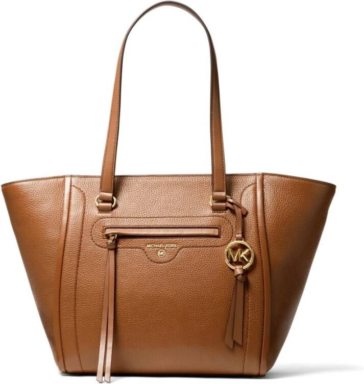 Michael Kors Bruin Tarwe Leren Tote Tas Brown Dames
