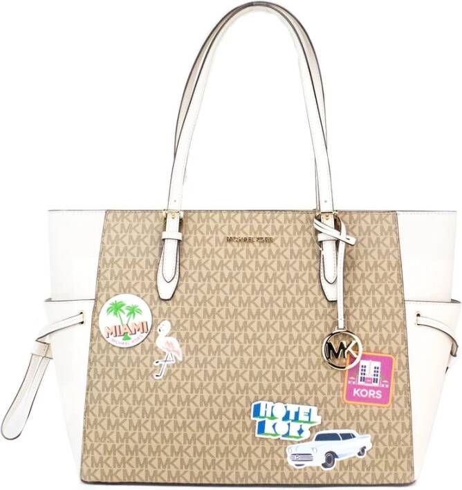 Michael Kors Gilly Large Travel Miami Print Tote Beige Dames
