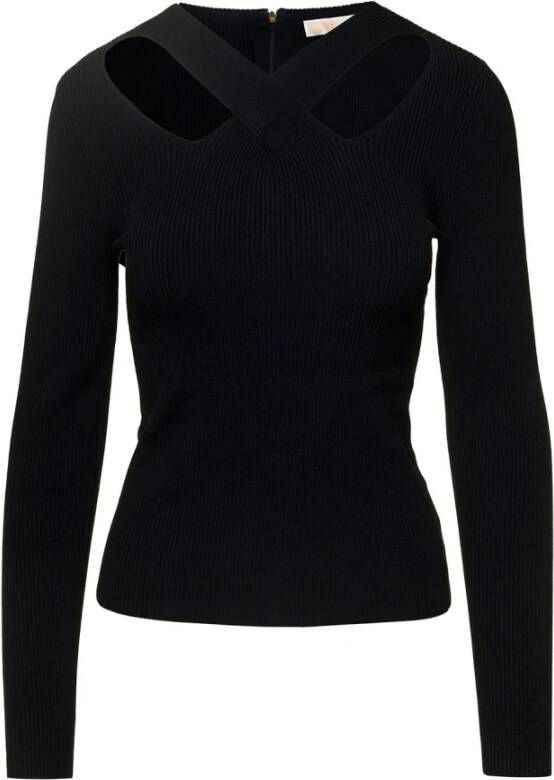Michael Kors Edgy Criss Cross Cutout Sweater Black Dames