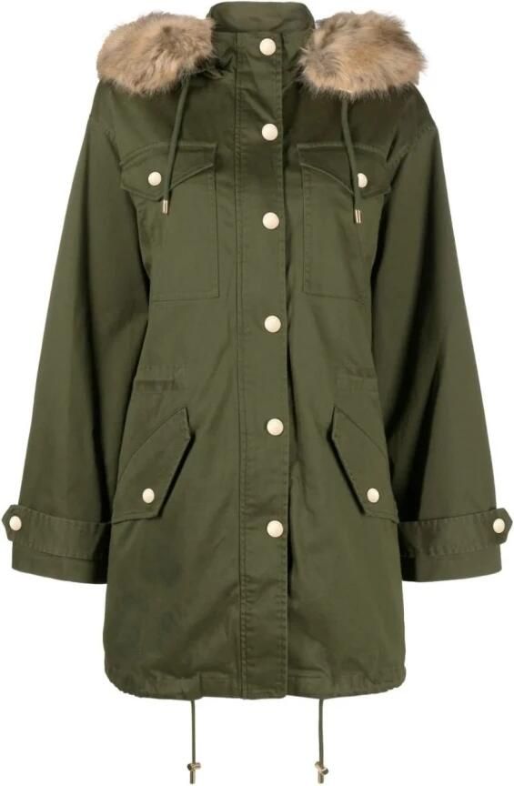 Michael Kors Jas met nepbont capuchon Green Dames