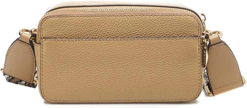 Michael Kors Beige Gehamerde Leren Tas met Stoffen Schouderband Brown Dames - Foto 6