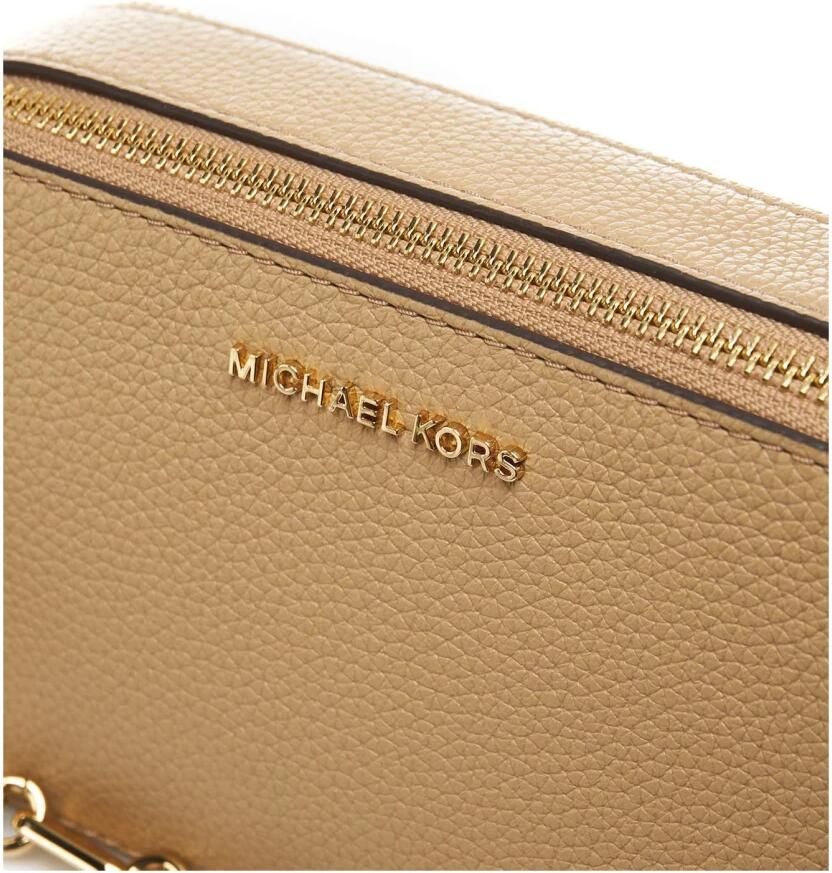Michael Kors Beige Gehamerde Leren Tas met Stoffen Schouderband Brown Dames - Foto 2