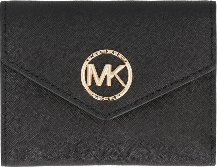 Michael Kors Zwarte Saffiano Leren Portemonnee met Charme Sluiting Black Dames