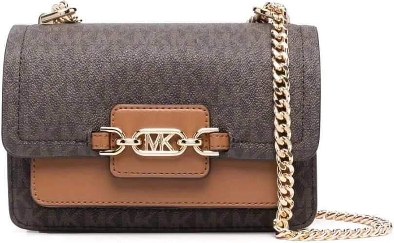 Michael Kors crossbody tas Heather XS met logoprint donkerbruin cognac - Foto 5