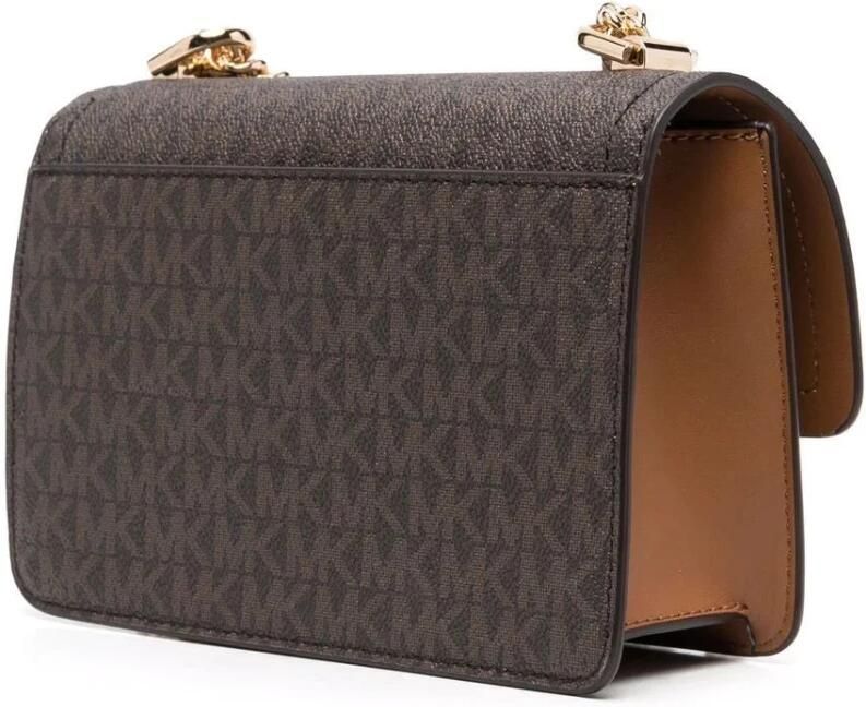 Michael Kors crossbody tas Heather XS met logoprint donkerbruin cognac - Foto 3