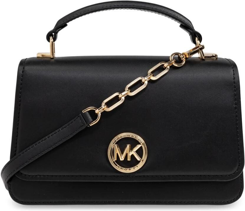Michael Kors Zwarte leren handtas met gouden afwerking Black Dames - Foto 6