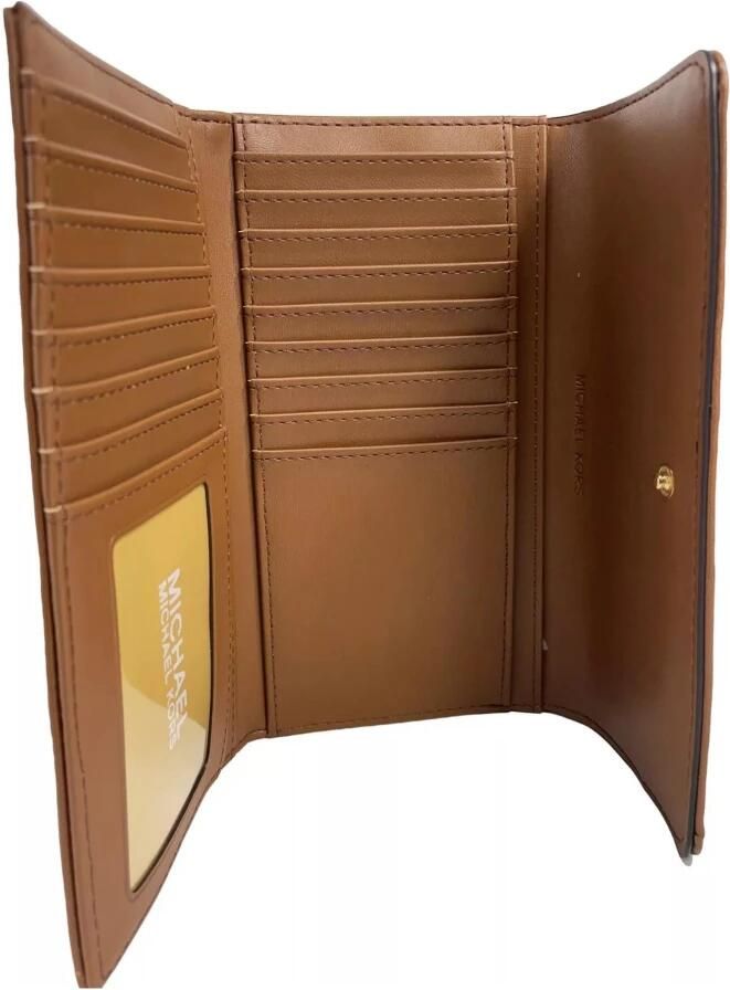 Michael Kors Elegante Lederen Drievoudige Portemonnee Brown Dames