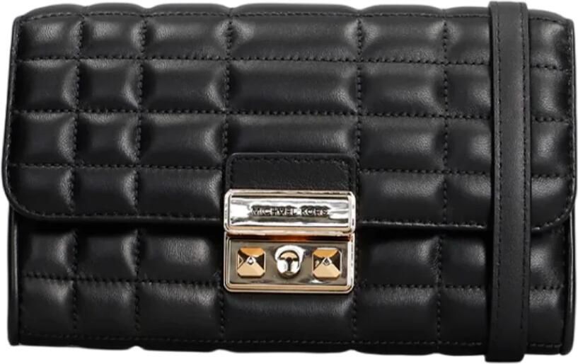 Michael Kors Zwarte Leren Schoudertas Flap Sluiting Black Dames - Foto 8