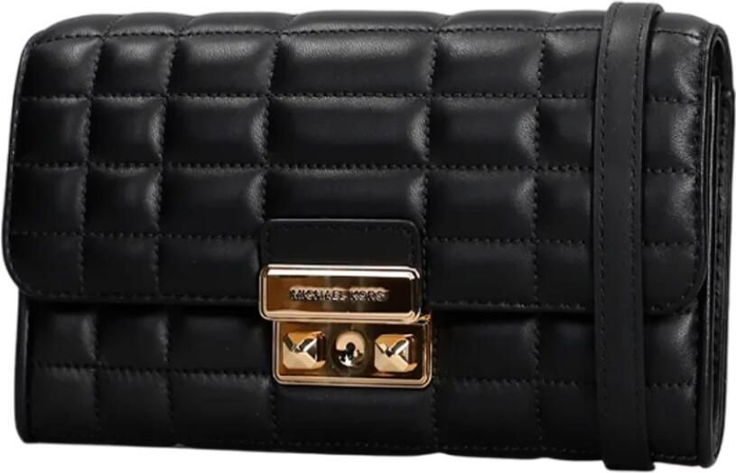 Michael Kors Zwarte Leren Schoudertas Flap Sluiting Black Dames - Foto 7