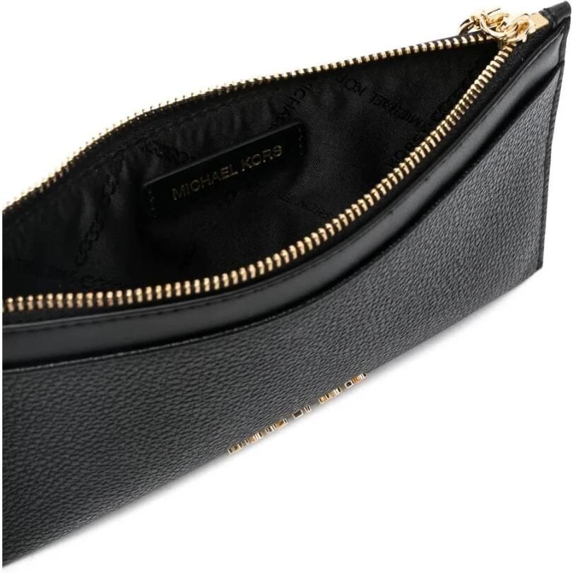 Michael Kors Zwarte Portemonnee van Pebble Leer met Ritssluiting Zwart Dames