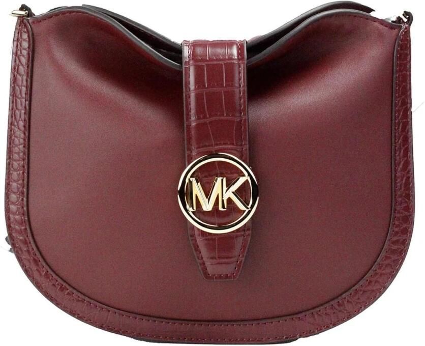 Michael Kors Gabby Kleine Donker Kersenkleurige Foldover Hobo Crossbody Tas Brown Dames - Foto 3