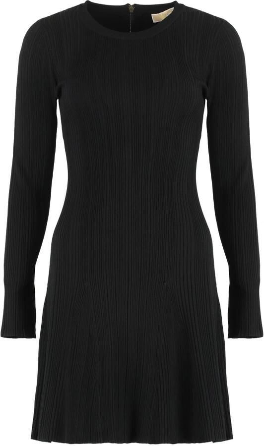 Michael Kors Geribbelde gebreide jurk met uitlopende zoom Black Dames