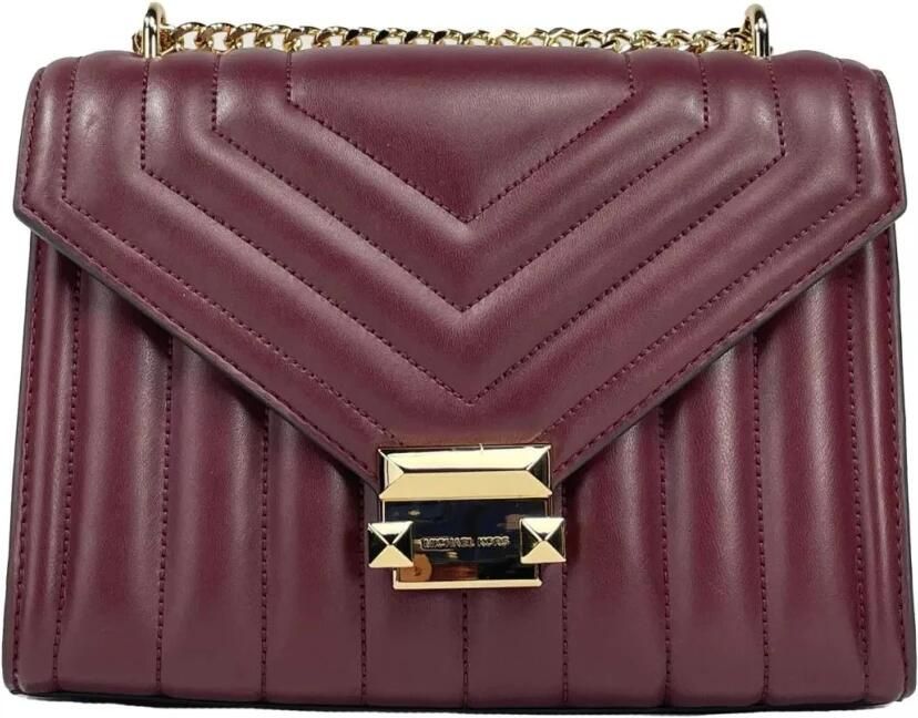 Michael Kors Gouden Ketting Crossbody Flap Tas Red Dames