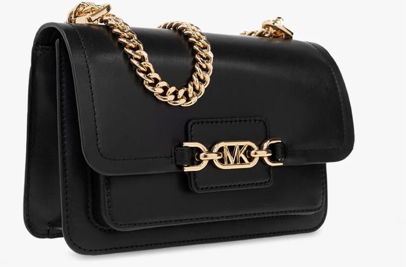 Michael Kors Zwarte leren flap tas met goudkleurige details Black Dames - Foto 7