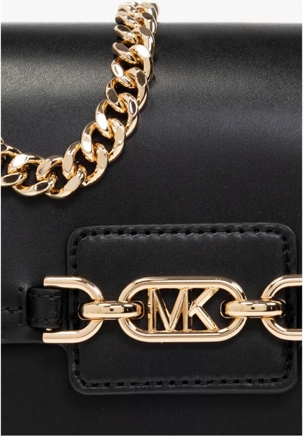 Michael Kors Zwarte leren flap tas met goudkleurige details Black Dames - Foto 6