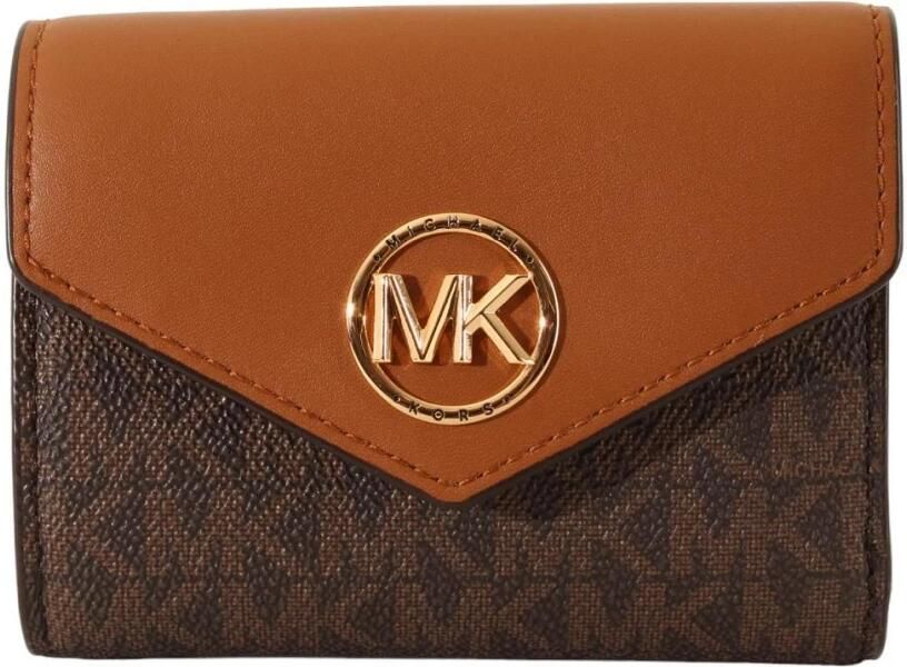 Michael Kors Leren portemonnee met drukknoop Brown Dames