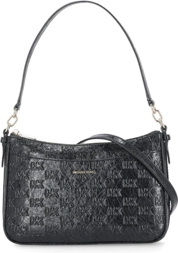 Michael Kors Hobo bags Monogram Textured Jet Set Shoulder Bag in zwart
