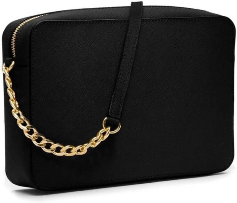 Michael Kors Zwarte Saffiano Leren Schoudertas met Gouden Details Black Dames - Foto 6