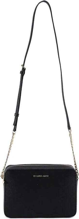 Michael Kors Zwarte Saffiano Leren Schoudertas met Gouden Details Black Dames - Foto 11