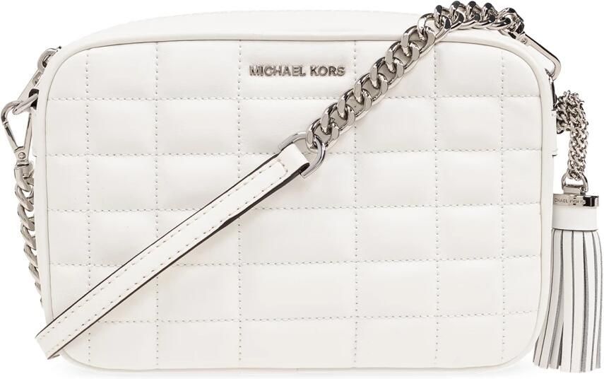Michael Kors Jet Set Medium Quilted Leather Crossbody Bag White Dames