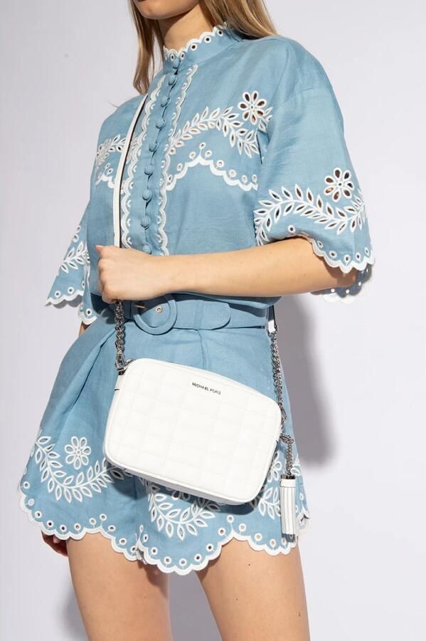 Michael Kors Jet Set Medium Quilted Leather Crossbody Bag White Dames - Foto 5