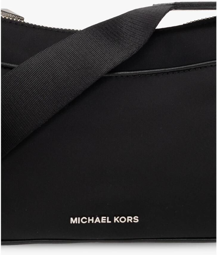 Michael Kors Zwarte nylon schoudertas met verstelbare band en AirPods hoesje Black Dames