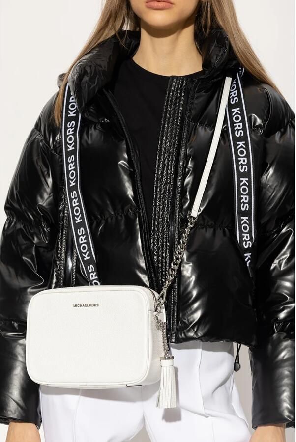 Michael Kors Witte Leren Schoudertas met Logo White Dames - Foto 8