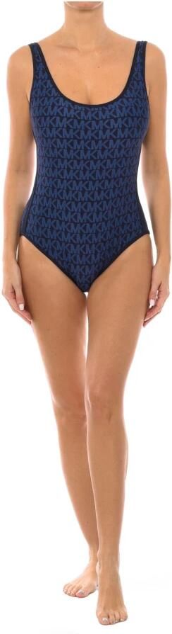 Michael Kors Klassieke zwempak met Minilogo Print Blue Dames - Foto 4