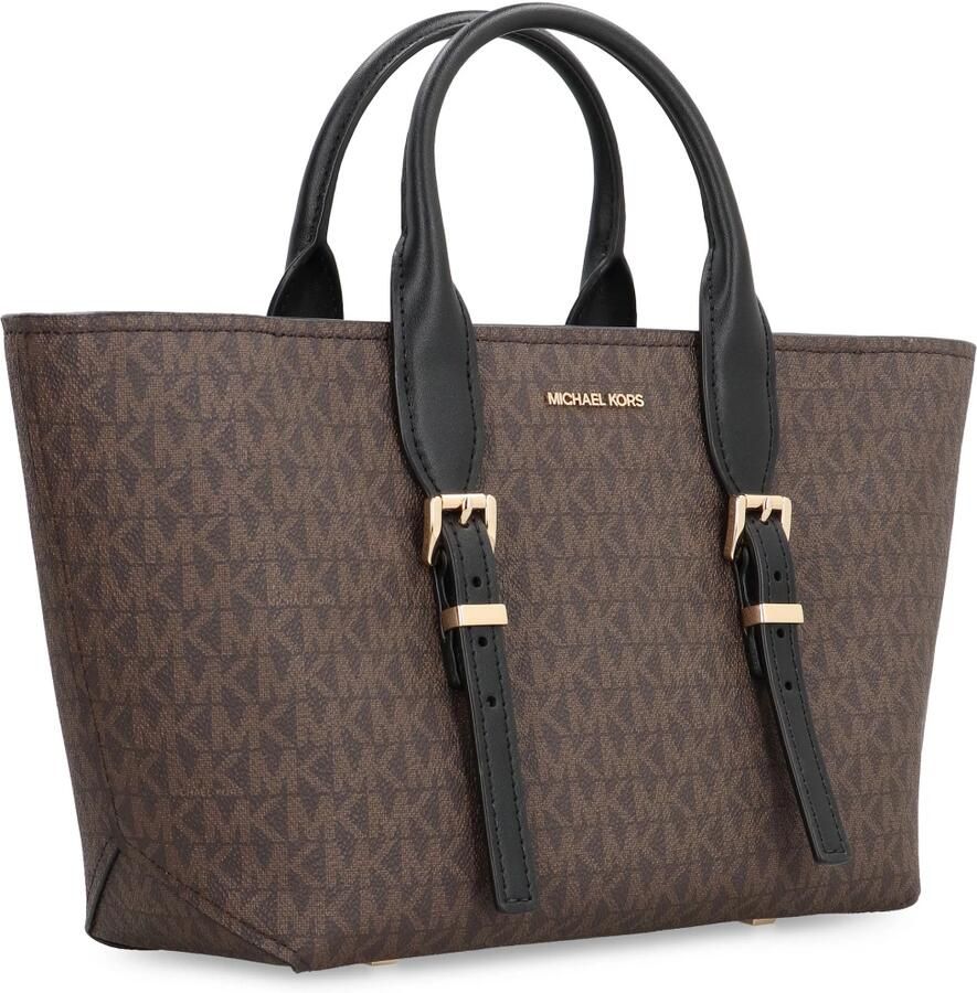 Michael Kors Logo Coated Handtas met Schouderband Brown Dames