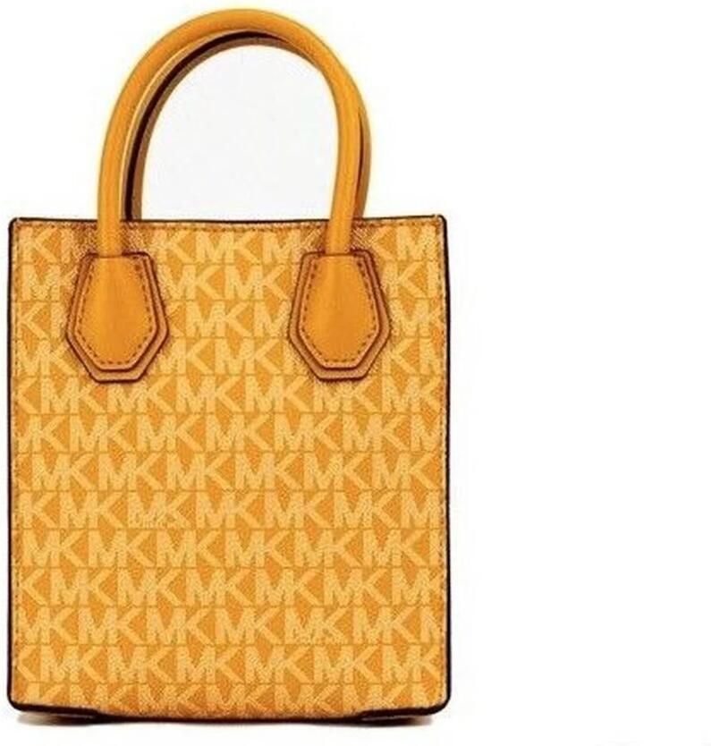 Michael Kors Mini Mercer Handtas Oranje Logo Patroon Orange Dames