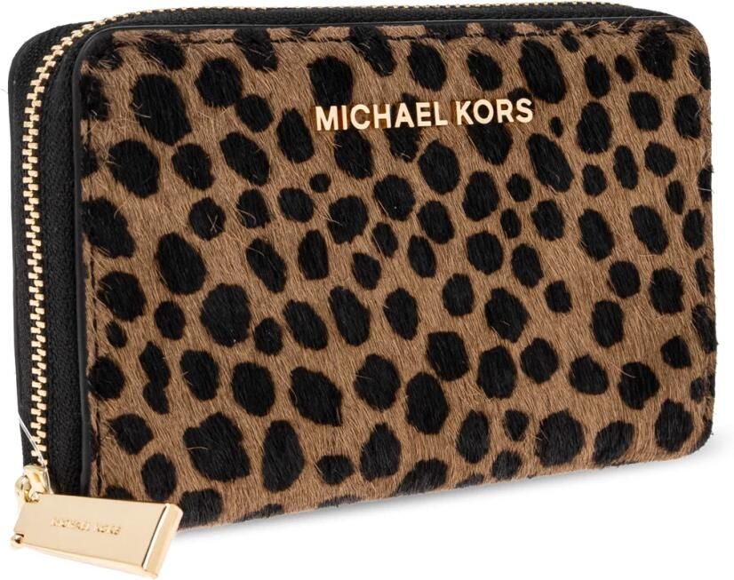 Michael Kors pony hair leren portemonnee Jet Set met panterprint bruin - Foto 4